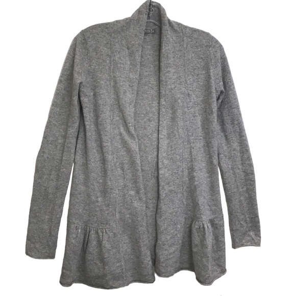 InCashmere Open Cardigan Cashmere Sweater Pleated Hem Flare Soft Knit Peplum S - Picture 1 of 12